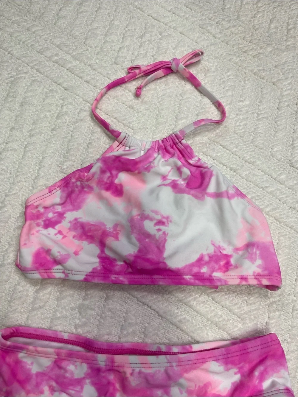 Kanu Surf Girl's Halter Pink Tie-Dye Bikini Set Size 6X